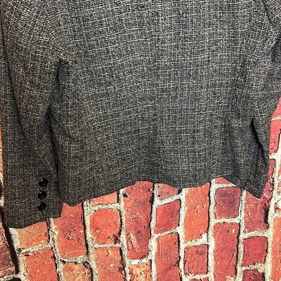 Sandro Blazer Womens Large Black White Knit Jacket Roll Lined Career Business - Picture 9 of 10